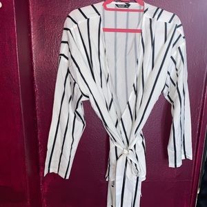 Black Striped White Blouse